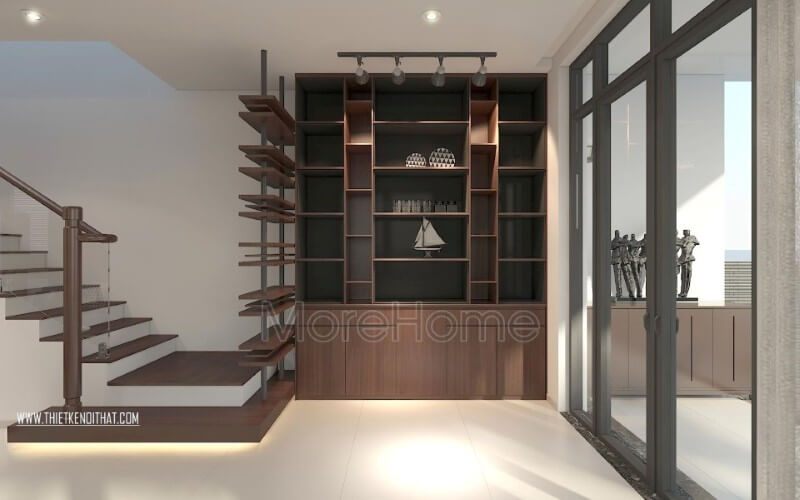 Bố trí nội thất tủ giày gâm tường hiện đạ giá rẻ tiết kiệm tối đa diện tích của ngôi nhà